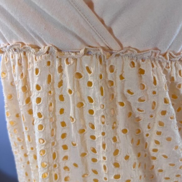 Womens Beachy Eyelet Yellow Sundress Spaghetti Straps Empire Waist By Roxy S - Picture 7 of 10